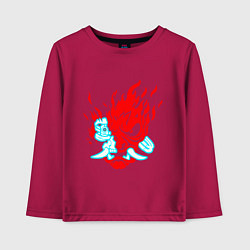 Лонгслив хлопковый детский Cyberpunk neon samurai, цвет: маджента