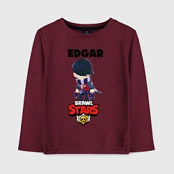 Лонгслив хлопковый детский BRAWL STARS EDGAR, цвет: меланж-бордовый