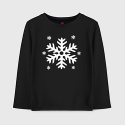 Лонгслив хлопковый детский Новогодние снежинки, цвет: черный