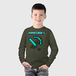Лонгслив хлопковый детский Minecraft, цвет: меланж-хаки — фото 2
