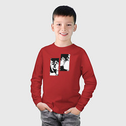 Лонгслив хлопковый детский Черный клевер, цвет: красный — фото 2