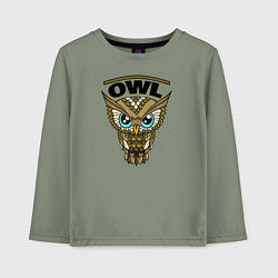 Лонгслив хлопковый детский Owl, цвет: авокадо
