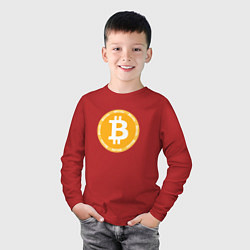 Лонгслив хлопковый детский Bitcoin Биткоин, цвет: красный — фото 2