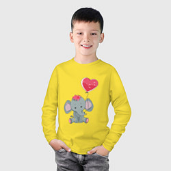 Лонгслив хлопковый детский Влюбленный слоник, цвет: желтый — фото 2