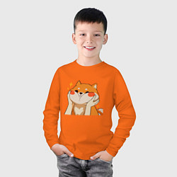 Лонгслив хлопковый детский Сиба Ину Милые Щечки, цвет: оранжевый — фото 2