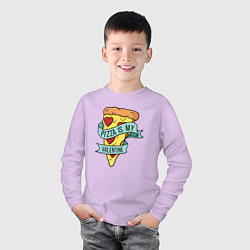 Лонгслив хлопковый детский Pizza is my valentine, цвет: лаванда — фото 2