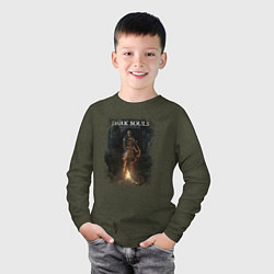 Лонгслив хлопковый детский Dark Souls Remastered, цвет: меланж-хаки — фото 2
