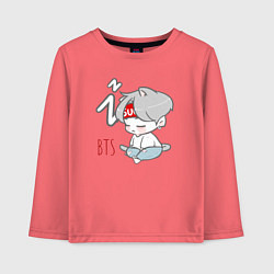 Лонгслив хлопковый детский BTS sleep, цвет: коралловый