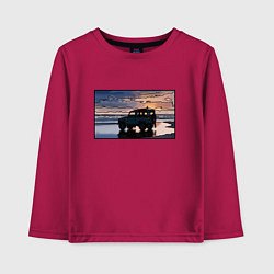Лонгслив хлопковый детский Land Rover Defender на закате, цвет: маджента
