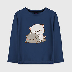 Лонгслив хлопковый детский Милые котики, цвет: тёмно-синий