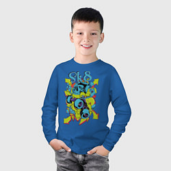 Лонгслив хлопковый детский Граффити Череп, цвет: синий — фото 2