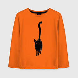 Лонгслив хлопковый детский Черный кот тушью, цвет: оранжевый