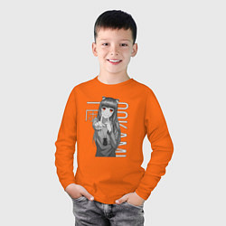 Лонгслив хлопковый детский Волчица и пряности, цвет: оранжевый — фото 2