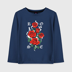 Лонгслив хлопковый детский РОЗЫ ROSES SMOKE, цвет: тёмно-синий