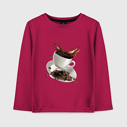Лонгслив хлопковый детский Кофеек, цвет: маджента