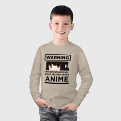 Лонгслив хлопковый детский Warning ANIME, цвет: миндальный — фото 2