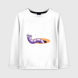 Лонгслив хлопковый детский Червяк, цвет: белый