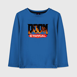 Лонгслив хлопковый детский DOOM Eternal логотип, цвет: синий