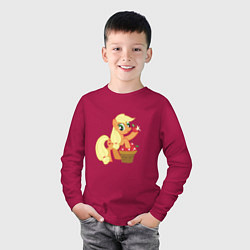Лонгслив хлопковый детский Applejack, цвет: маджента — фото 2