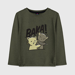 Лонгслив хлопковый детский Baka!, цвет: меланж-хаки