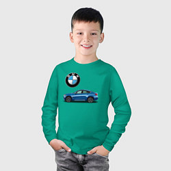 Лонгслив хлопковый детский BMW X6, цвет: зеленый — фото 2