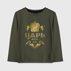 Лонгслив хлопковый детский ЦАРЬ ЗОЛОТАЯ КОРОНА И ЛЬВЫ, цвет: меланж-хаки