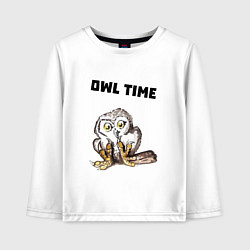 Лонгслив хлопковый детский Owl time, цвет: белый