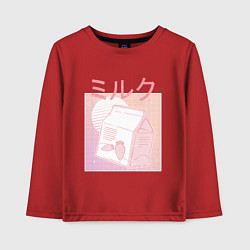 Лонгслив хлопковый детский Vaporwave Strawberry Milk, цвет: красный