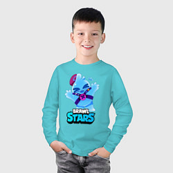 Лонгслив хлопковый детский Сквик Squeak Brawl Stars, цвет: бирюзовый — фото 2