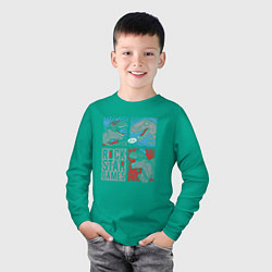 Лонгслив хлопковый детский Rock Star Dino Динозавр геймер, цвет: зеленый — фото 2