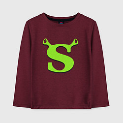 Лонгслив хлопковый детский Shrek: Logo S, цвет: меланж-бордовый