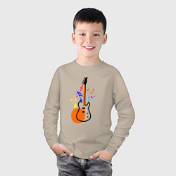 Лонгслив хлопковый детский Цветная гитара, цвет: миндальный — фото 2