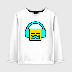 Лонгслив хлопковый детский Geometry Dash: Music, цвет: белый