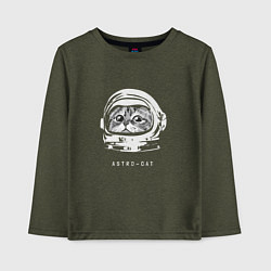 Лонгслив хлопковый детский Astro-cat, цвет: меланж-хаки