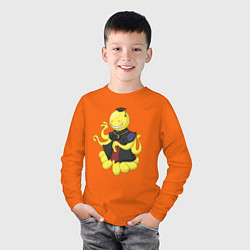 Лонгслив хлопковый детский Коро-сенсей минимализм, цвет: оранжевый — фото 2