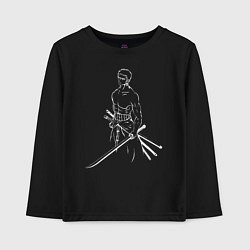 Лонгслив хлопковый детский Лайн Арт Зоро из One Piece, цвет: черный