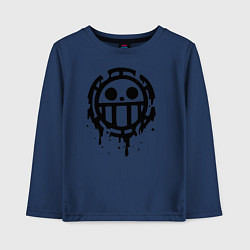 Лонгслив хлопковый детский One Piece знак черной краской, цвет: тёмно-синий