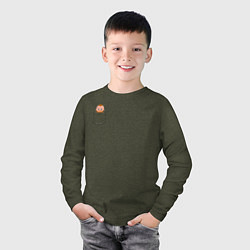 Лонгслив хлопковый детский Рагнар в кармане, цвет: меланж-хаки — фото 2