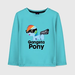 Лонгслив хлопковый детский Gangsta pony, цвет: бирюзовый