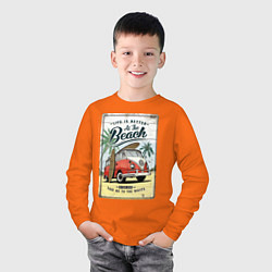 Лонгслив хлопковый детский Морской трип, цвет: оранжевый — фото 2