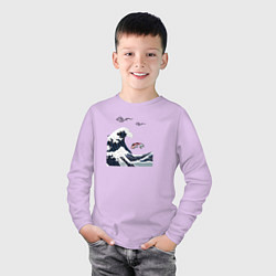 Лонгслив хлопковый детский Карп кои, цвет: лаванда — фото 2