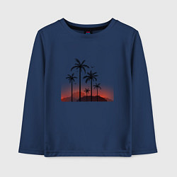Лонгслив хлопковый детский Palm tree, цвет: тёмно-синий