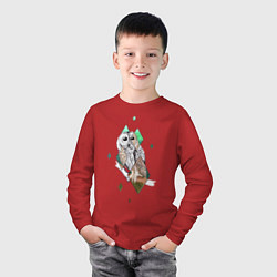 Лонгслив хлопковый детский Owl rhombus, цвет: красный — фото 2