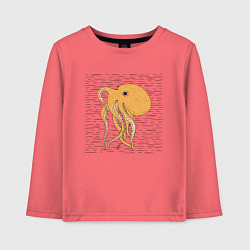 Лонгслив хлопковый детский Осьминог, цвет: коралловый