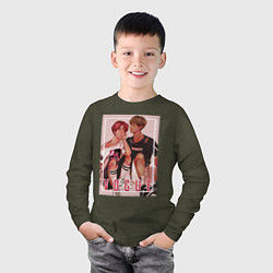 Лонгслив хлопковый детский BTS Vogue, цвет: меланж-хаки — фото 2