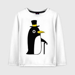 Лонгслив хлопковый детский Пингвин в шляпе, цвет: белый