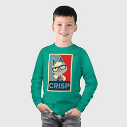Лонгслив хлопковый детский Crisp, цвет: зеленый — фото 2