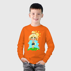 Лонгслив хлопковый детский Милая Изабелла, цвет: оранжевый — фото 2