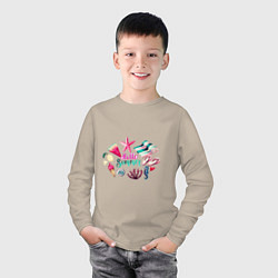 Лонгслив хлопковый детский Арбуз звезда полотенце сланцы, цвет: миндальный — фото 2
