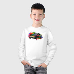 Лонгслив хлопковый детский Красивая машина, цвет: белый — фото 2